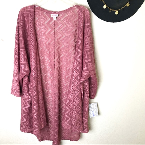 LuLaRoe Sweaters - Lularoe Lindsey Pink Lace Kimono